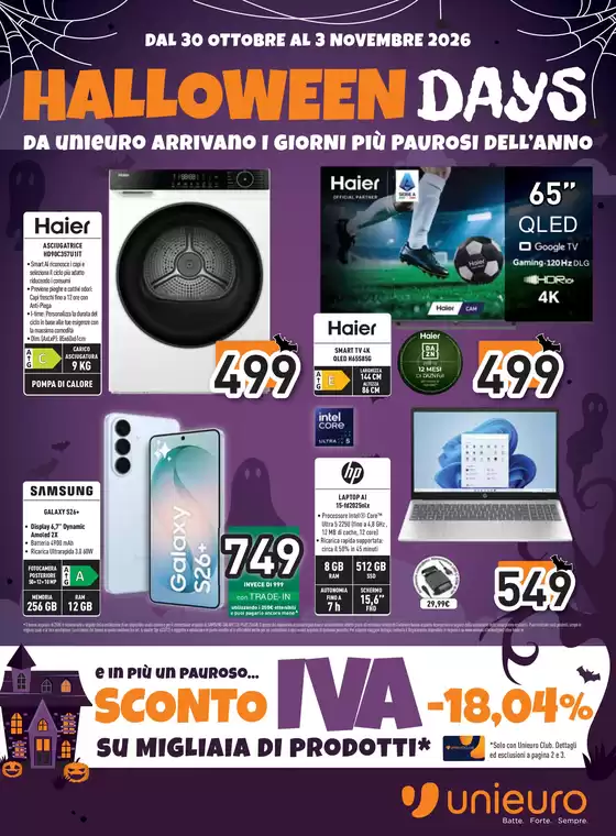 Volantino Unieuro a Mapello | Halloween da Unieuro! | 2026-10-30T00:00:00.000Z - 2026-11-03T00:00:00.000Z