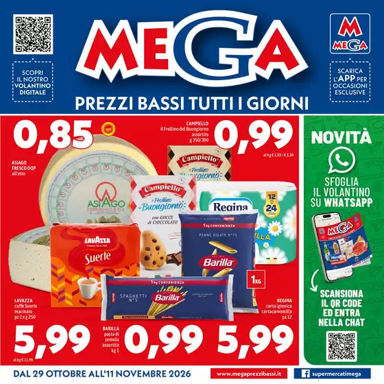 Volantino Supermercati Mega a Montebelluna | Prezzi Bassi Tutti i Giorni | 2026-10-29T00:00:00.000Z - 2026-11-11T00:00:00.000Z