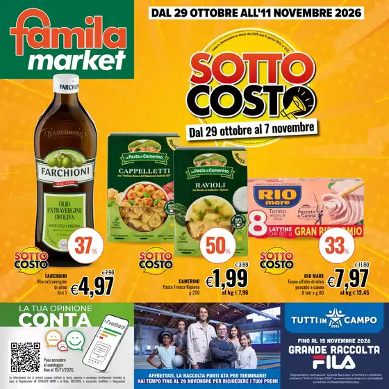 Volantino Famila Market a | Sottocosto | 2026-10-29T00:00:00.000Z - 2026-11-11T00:00:00.000Z