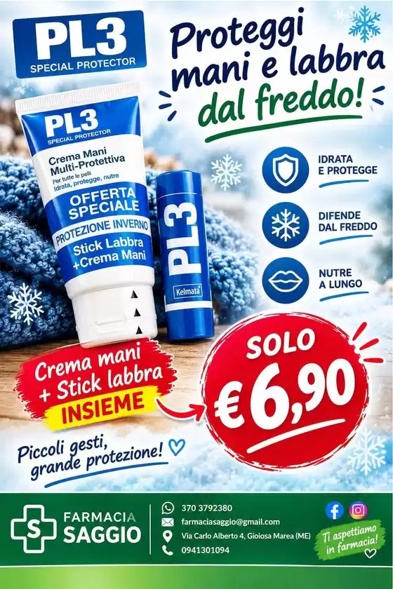 Volantino Farmacia Saggio a Vigevano | Proteggi mani e labbra dal freddo! | 2026-10-27T00:00:00.000Z - 2026-11-10T00:00:00.000Z