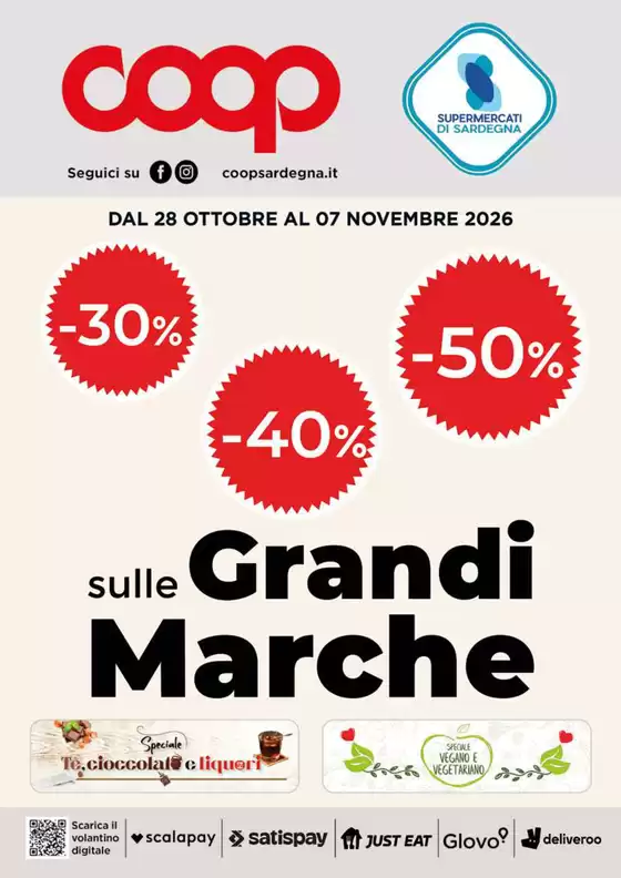 Volantino Coop a Ossi | 30% 40% 50% sulle grandi marche | 2026-10-28T00:00:00.000Z - 2026-11-07T00:00:00.000Z