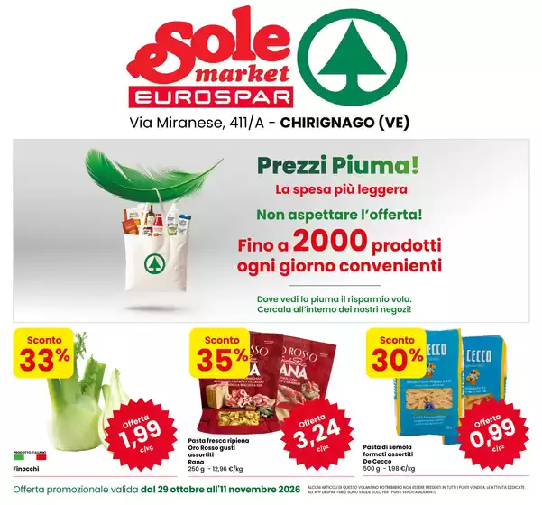 Volantino Eurospar a Chirignago | Super sconti | 2026-10-29T00:00:00.000Z - 2026-11-11T00:00:00.000Z