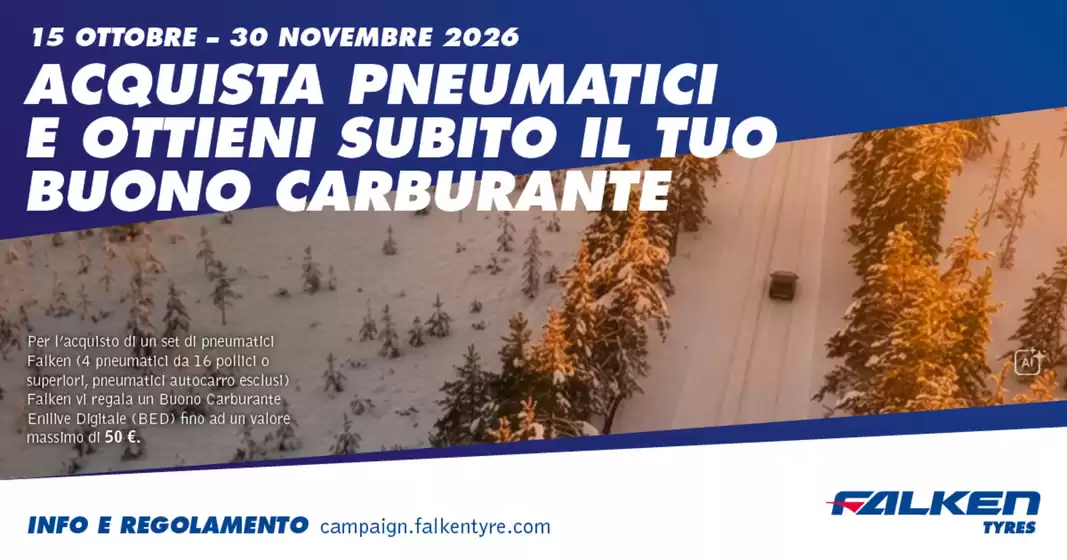 Volantino Trovagomme a Agrigento | Acquista pneumatici e ottieni subito il tuo buono carburante | 2026-10-27T00:00:00.000Z - 2026-11-30T00:00:00.000Z