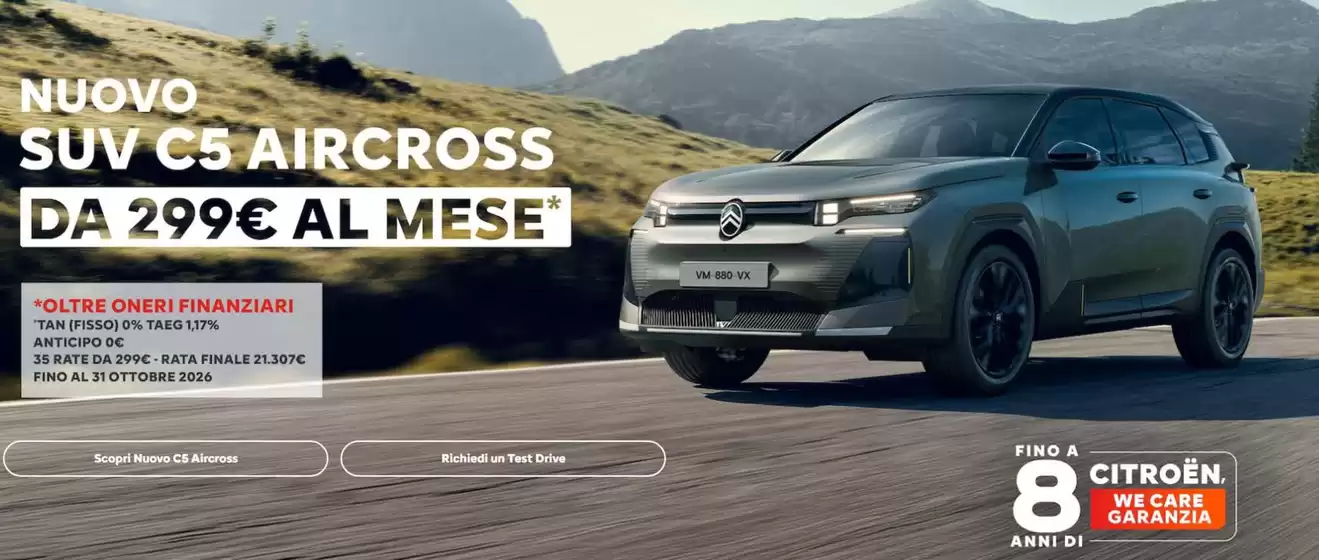 Volantino Citroën a Porto Mantovano | NUOVO SUV C5 AIRCROSS | 2026-10-27T00:00:00.000Z - 2026-10-31T00:00:00.000Z