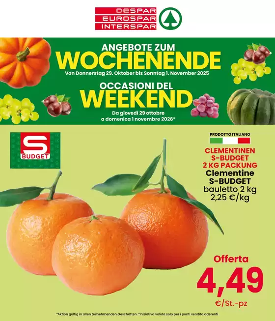 Volantino Interspar a Castrignano del Capo | Occasioni del weekend | 2026-10-29T00:00:00.000Z - 2026-11-01T00:00:00.000Z