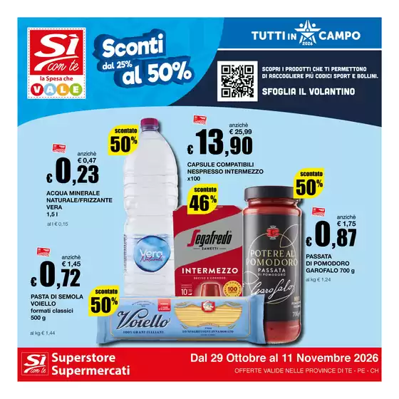 Volantino Si con te supermercati a Moconesi | Sconti dal 25% al 50% | 2026-10-29T00:00:00.000Z - 2026-11-11T00:00:00.000Z