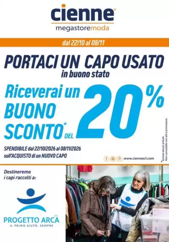 Volantino Cienne Megastore Moda a Chieti | Portaci un capo usato | 2026-10-29T00:00:00.000Z - 2026-11-08T00:00:00.000Z