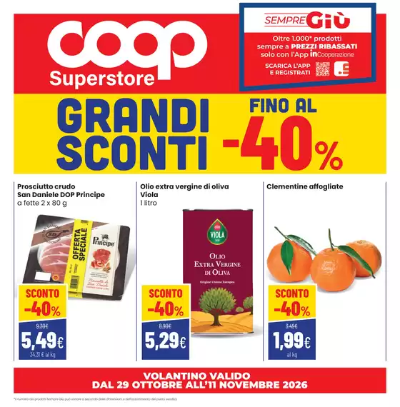 Volantino Superstore Coop a Salgareda | Grandi sconti fino al 40% | 2026-10-30T00:00:00.000Z - 2026-11-11T00:00:00.000Z